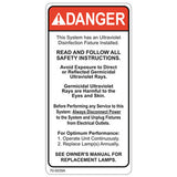 Atlantic UV 70-0039A - Danger Label for Duct 2 x 4"