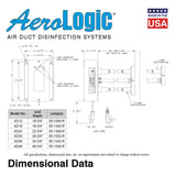 AeroLogic UVC Residential Air Duct Disinfection - 2 Lamp - 34.75" Length Into Duct