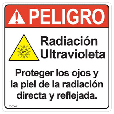 Atlantic UV 70-0060 - Danger Label For UV Systems (Spanish) 5 x 5"