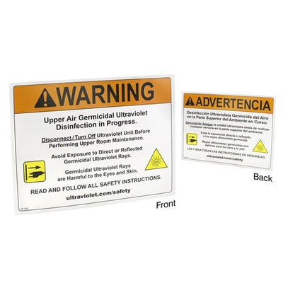 Atlantic UV 98-1828 - UV Warning Sign - Upper Room Air 8.5" x 11"