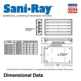 SaniRay UVC Recessed Air Surface Irradiating Fixtures - Four Lamp High Output - 64" Length