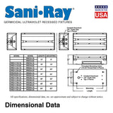 SaniRay UVC Recessed Air Surface Irradiating Fixtures - High Output - 24" Length