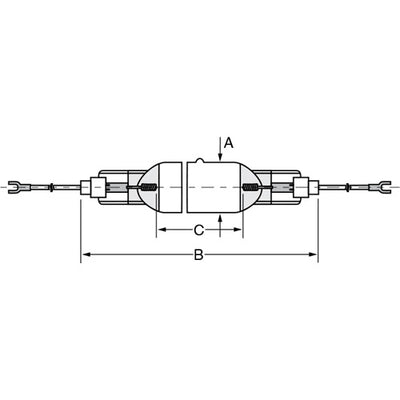 Ushio 5000788 MHL-252L - Medium Pressure Metal Halide - 2000W - Ceramic Base - 189mm
